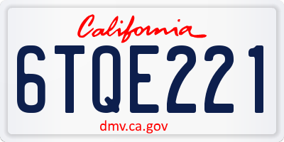 CA license plate 6TQE221