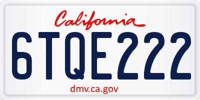 CA license plate 6TQE222