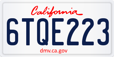 CA license plate 6TQE223