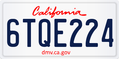 CA license plate 6TQE224