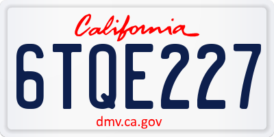 CA license plate 6TQE227