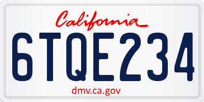 CA license plate 6TQE234