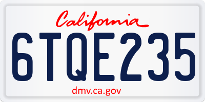 CA license plate 6TQE235