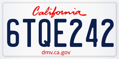 CA license plate 6TQE242