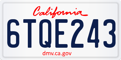 CA license plate 6TQE243