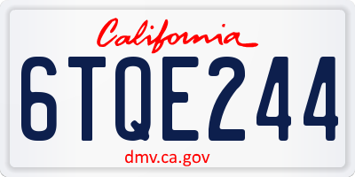 CA license plate 6TQE244