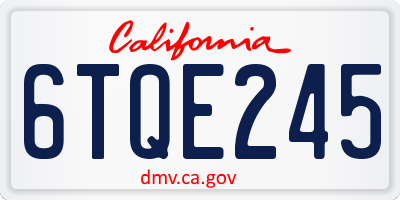 CA license plate 6TQE245