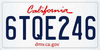 CA license plate 6TQE246