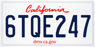 CA license plate 6TQE247