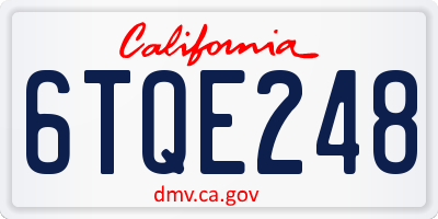 CA license plate 6TQE248