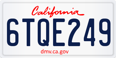 CA license plate 6TQE249