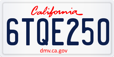 CA license plate 6TQE250