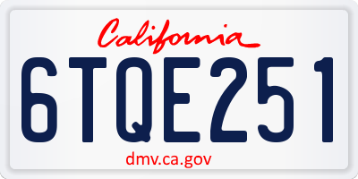 CA license plate 6TQE251