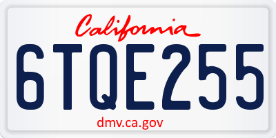 CA license plate 6TQE255