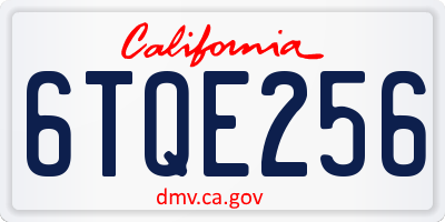 CA license plate 6TQE256