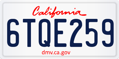 CA license plate 6TQE259