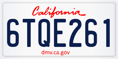 CA license plate 6TQE261