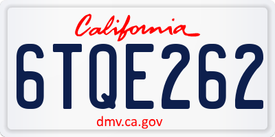 CA license plate 6TQE262