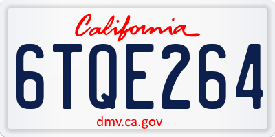 CA license plate 6TQE264