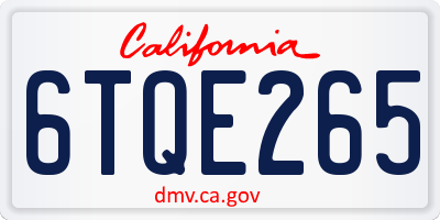 CA license plate 6TQE265