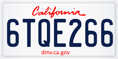 CA license plate 6TQE266