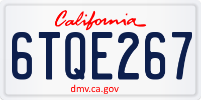 CA license plate 6TQE267