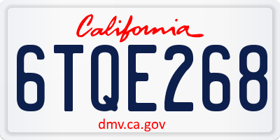 CA license plate 6TQE268