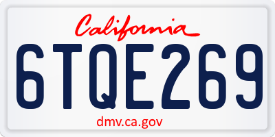 CA license plate 6TQE269