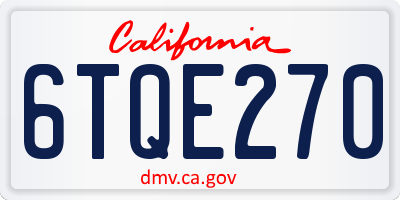 CA license plate 6TQE270