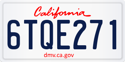 CA license plate 6TQE271