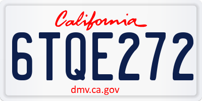 CA license plate 6TQE272