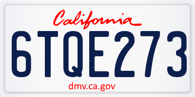 CA license plate 6TQE273