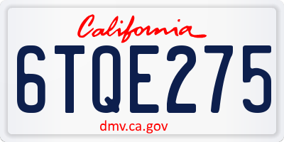 CA license plate 6TQE275