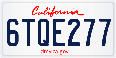 CA license plate 6TQE277