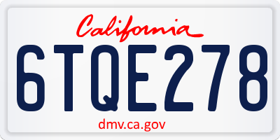 CA license plate 6TQE278