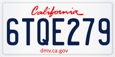 CA license plate 6TQE279