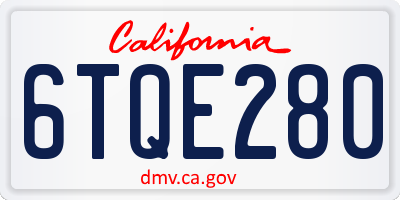 CA license plate 6TQE280