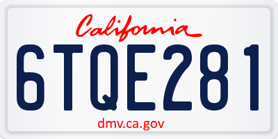 CA license plate 6TQE281