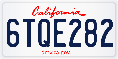 CA license plate 6TQE282