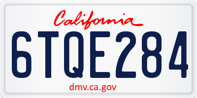 CA license plate 6TQE284