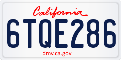CA license plate 6TQE286