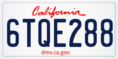 CA license plate 6TQE288