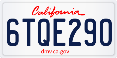 CA license plate 6TQE290