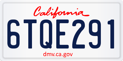 CA license plate 6TQE291