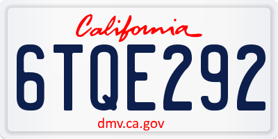 CA license plate 6TQE292