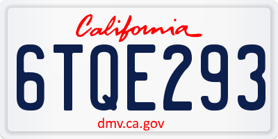 CA license plate 6TQE293