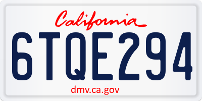 CA license plate 6TQE294