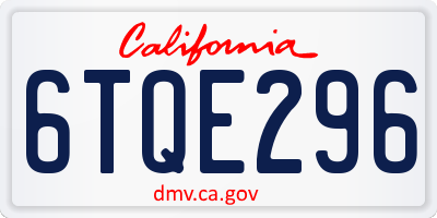 CA license plate 6TQE296