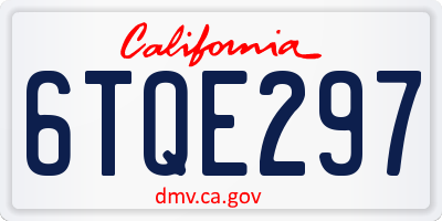 CA license plate 6TQE297