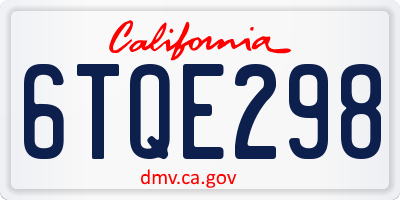 CA license plate 6TQE298